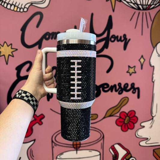 Sparkly AF Football Tumbler