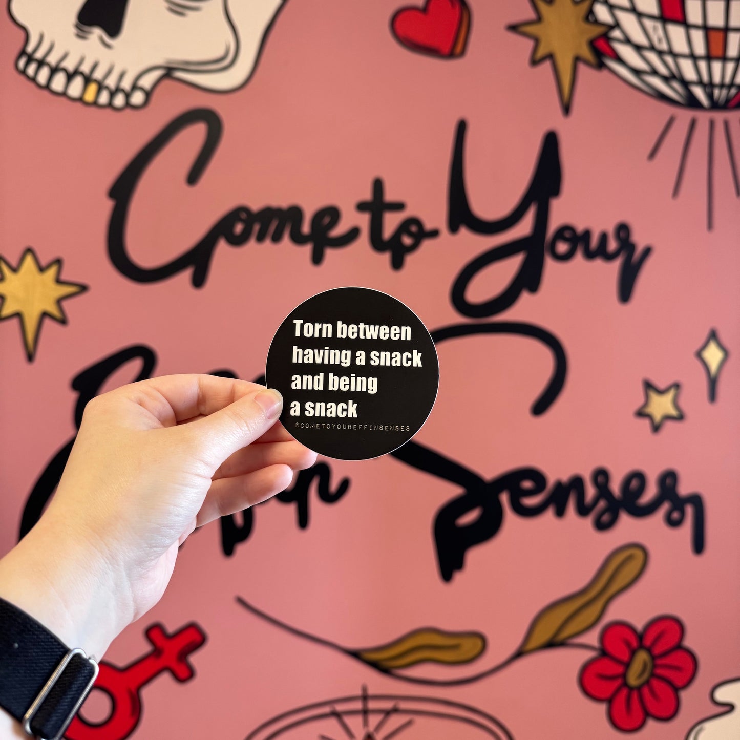 Torn Between Having a Snack and Being a Snack sticker