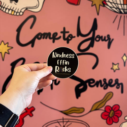 Kindness Effin Rocks rainbow sticker