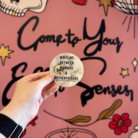 Waffling Between Manners & Motherfuckers sticker